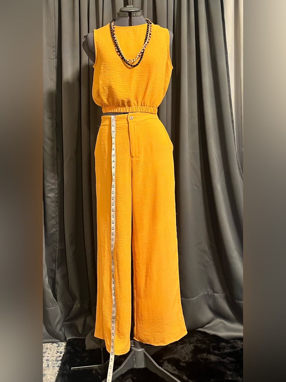 Paper Crane Wide-Leg Jumpsuit Pants in Mustard